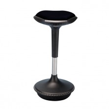 Perching Stool For Sit And Stand Desks. Gas Lift, Pivoting Base. Black Or Blue Fabric